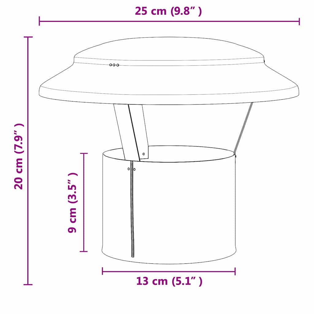 Regenbescherming voor Schoorsteen Zilver 25 x 25 x 20 cm