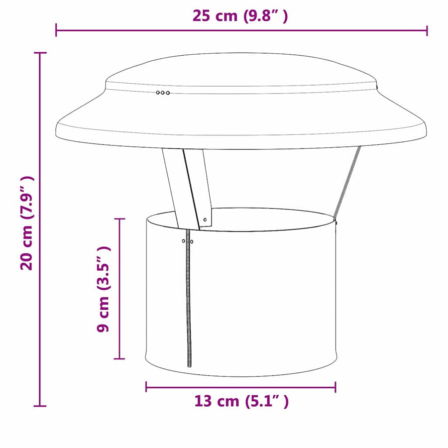Regenbescherming voor Schoorsteen Zilver 25 x 25 x 20 cm