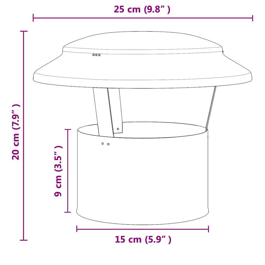 Regenbescherming voor Schoorsteen Zilver 25 x 25 x 20 cm