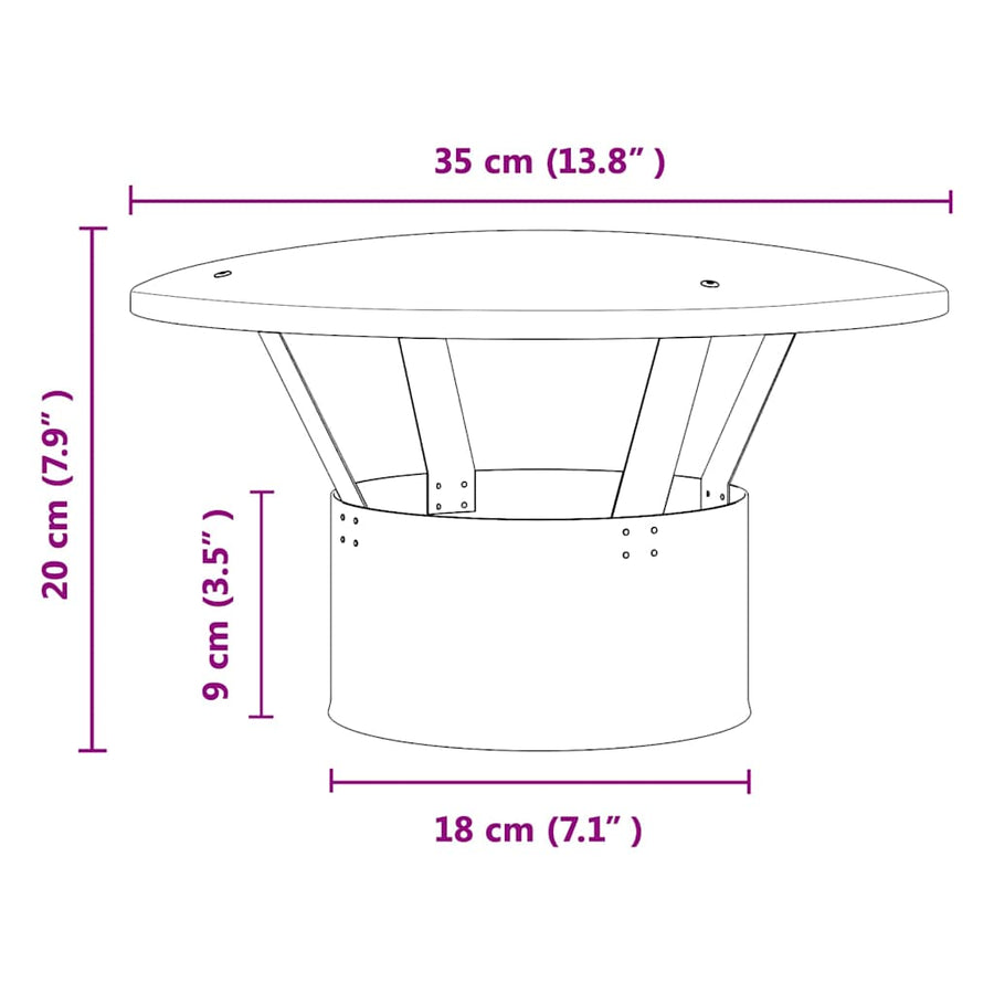 Regenbescherming voor Schoorsteen Zilver 35 x 35 x 20 cm