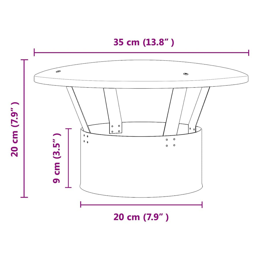 Regenbescherming voor Schoorsteen Zilver 35 x 35 x 20 cm