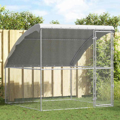 Kippenhok Zilver 2 X 2 X 2 M Gegalvaniseerd Staal 200 cm Met 1 deur