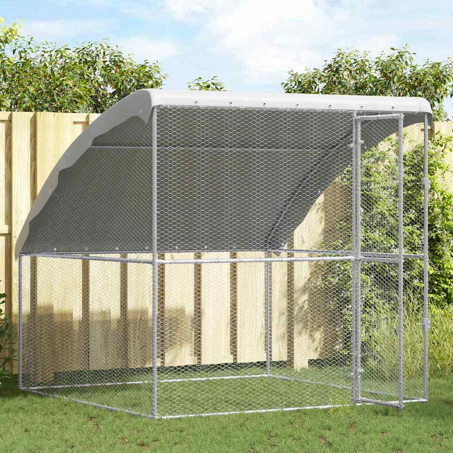 Kippenhok Zilver 2 X 2 X 2 M Gegalvaniseerd Staal 200 cm Met 1 deur