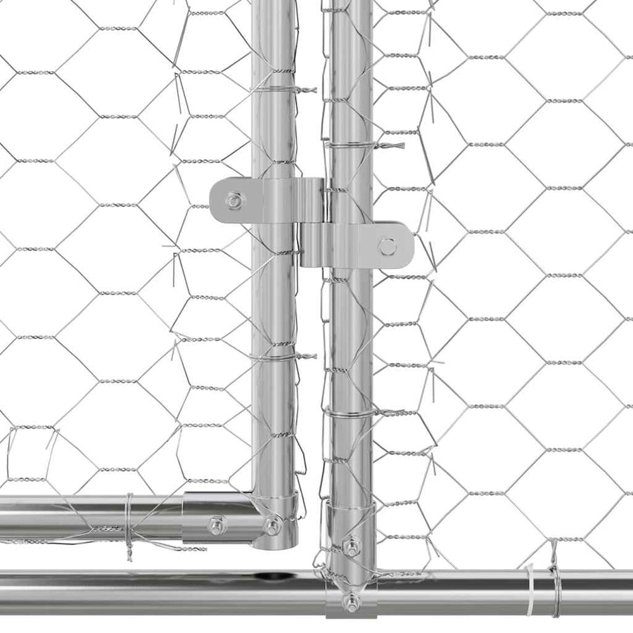 Hondenhok Met Opslag Zilver 2 X 2 X 2 M Staal 200 cm Met 1 deur