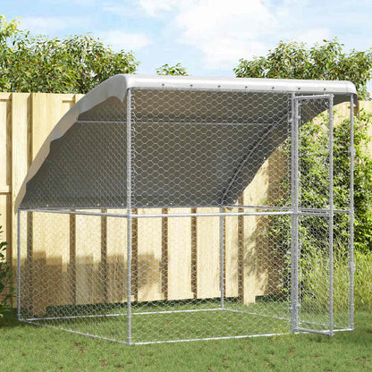 Hondenhok Met Opslag Zilver 2 X 2 X 2 M Staal 200 cm Met 1 deur