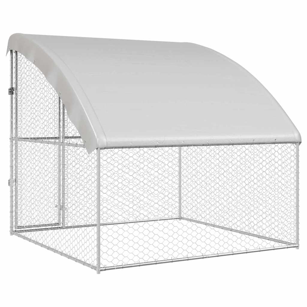 Hondenhok Met Opslag Zilver 2 X 2 X 2 M Staal 200 cm Met 1 deur