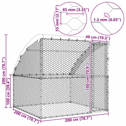 Hondenhok Met Opslag Zilver 2 X 2 X 2 M Staal 200 cm Met 1 deur