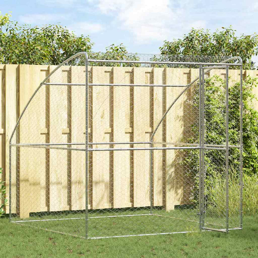 Hondenhok Met Opslag Zilver 2 X 2 X 2 M Staal 200 cm Met 1 deur