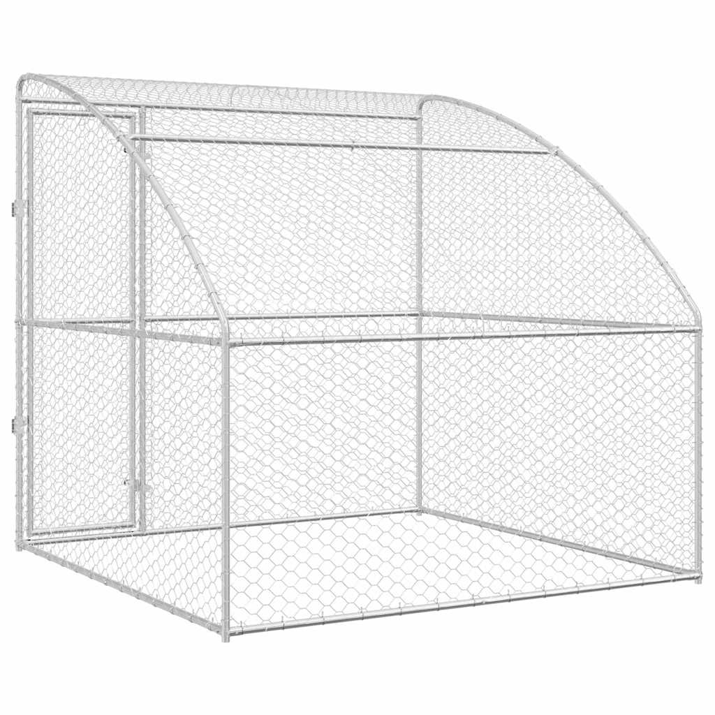 Hondenhok Met Opslag Zilver 2 X 2 X 2 M Staal 200 cm Met 1 deur