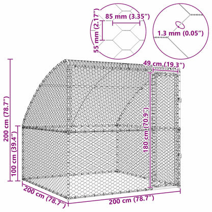 Hondenhok Met Opslag Zilver 2 X 2 X 2 M Staal 200 cm Met 1 deur