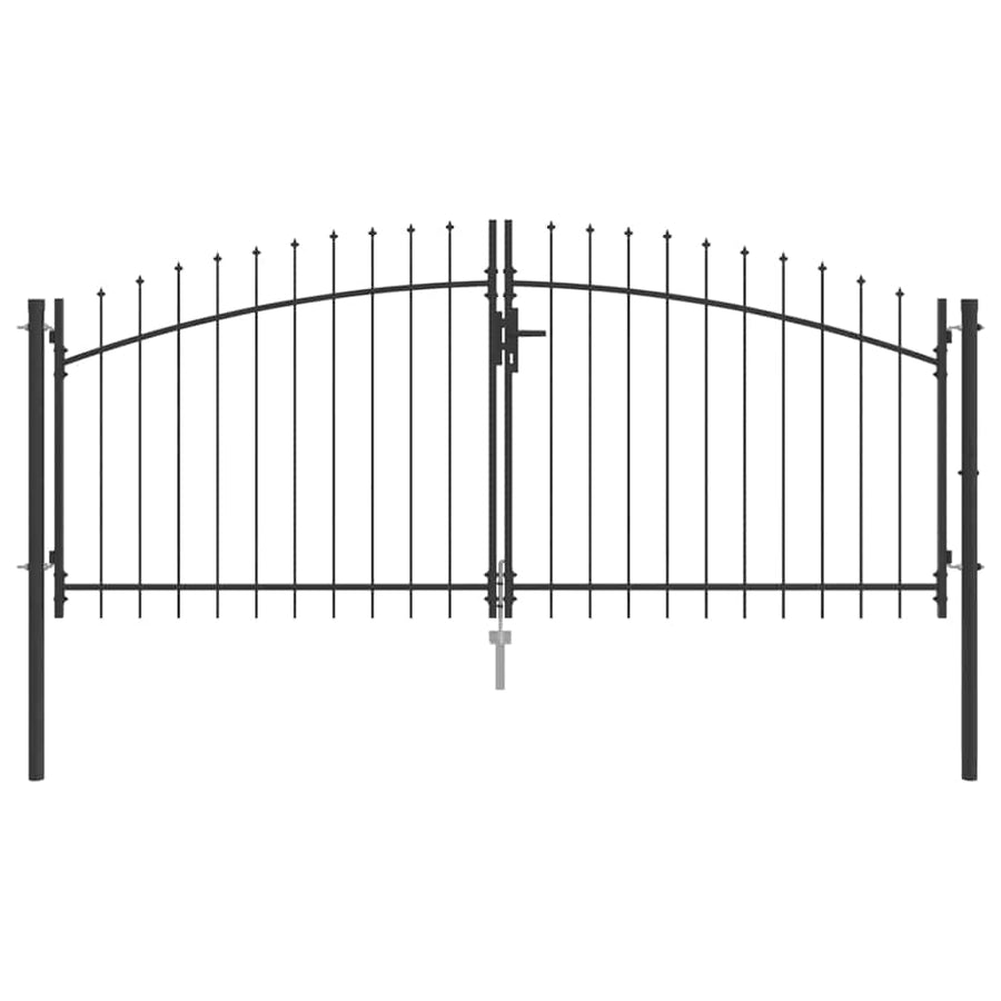 Dubbele Poort met slot Grijs 299,5 x 174,5 cm Staal