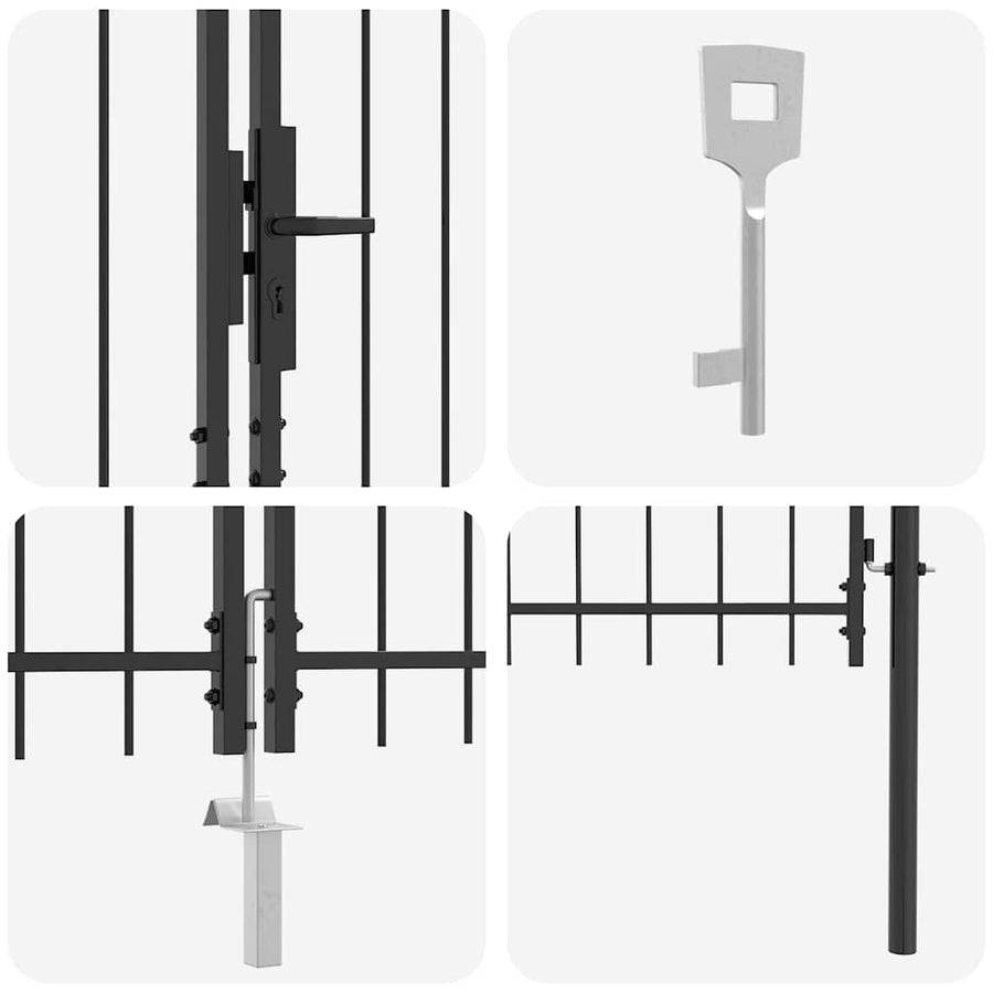 Dubbele Poort met slot Grijs 299,5 x 199,5 cm Staal