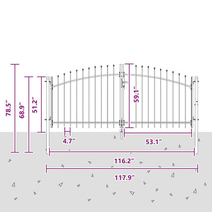Dubbele Poort met slot Grijs 299,5 x 199,5 cm Staal