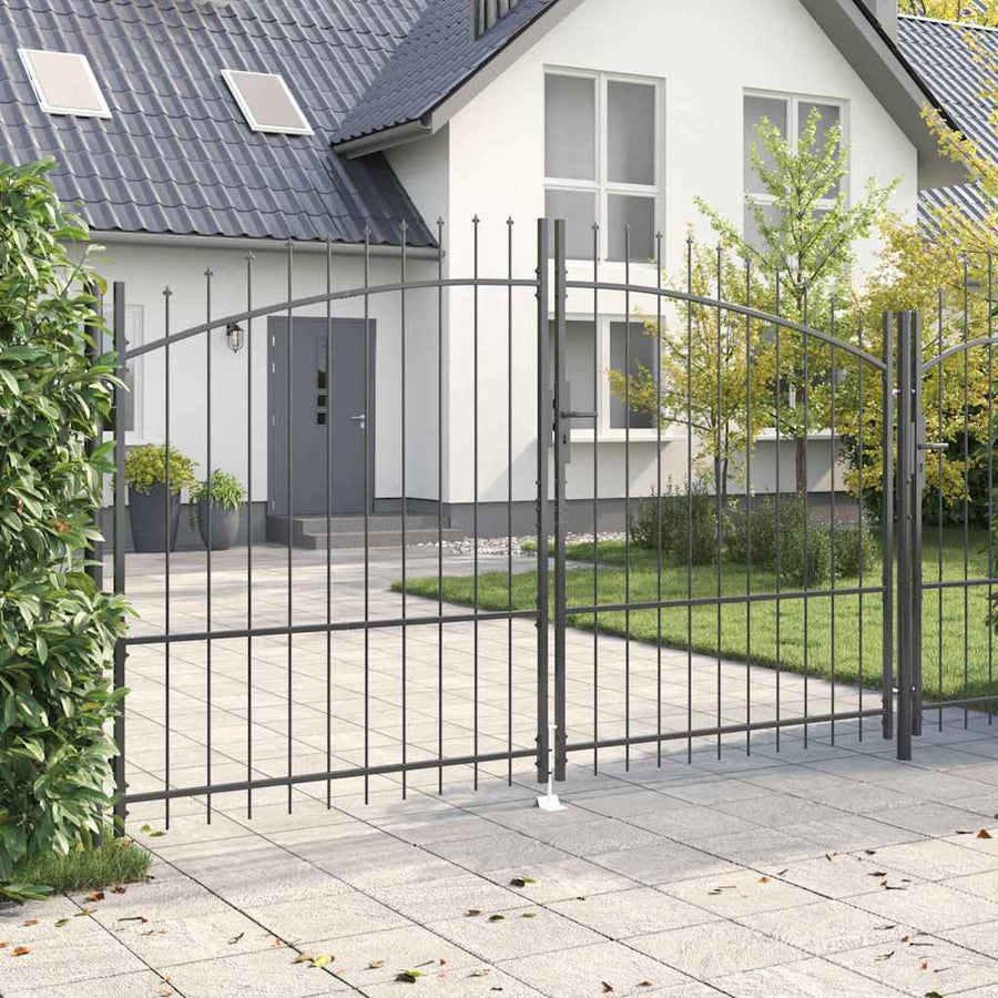 Dubbele Poort met slot Grijs 299,5 x 224,5 cm Staal