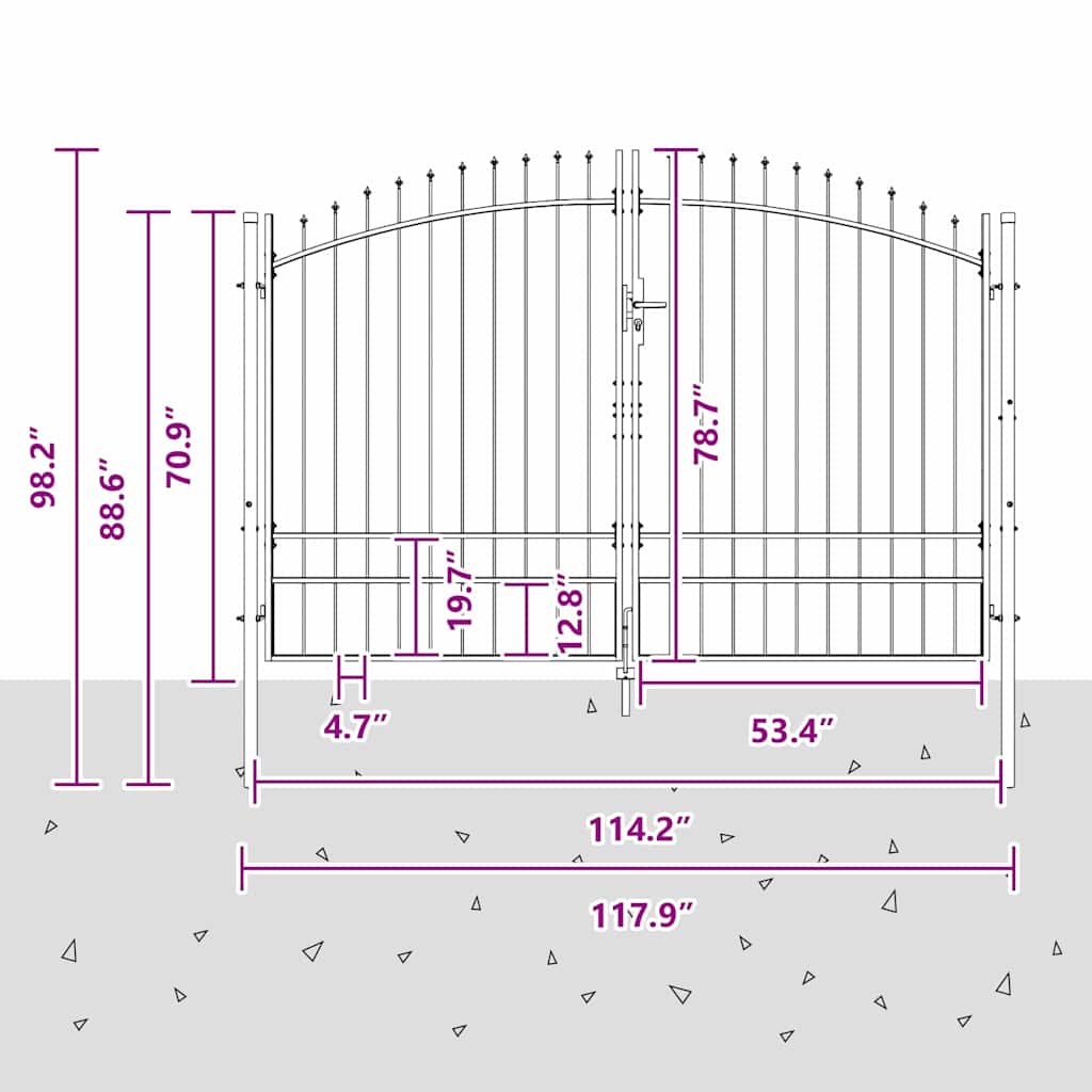 Dubbele Poort met slot Woerden Grijs 299,5 x 249,5 cm Staal