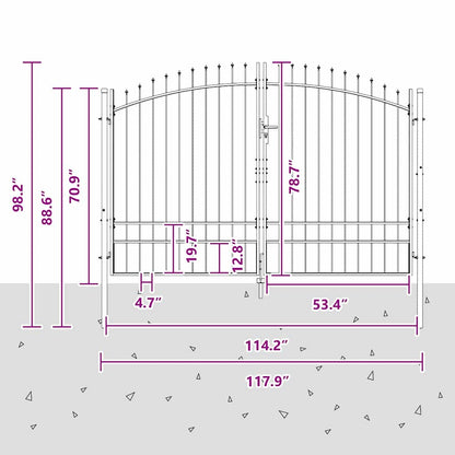 Dubbele Poort met slot Woerden Grijs 299,5 x 249,5 cm Staal