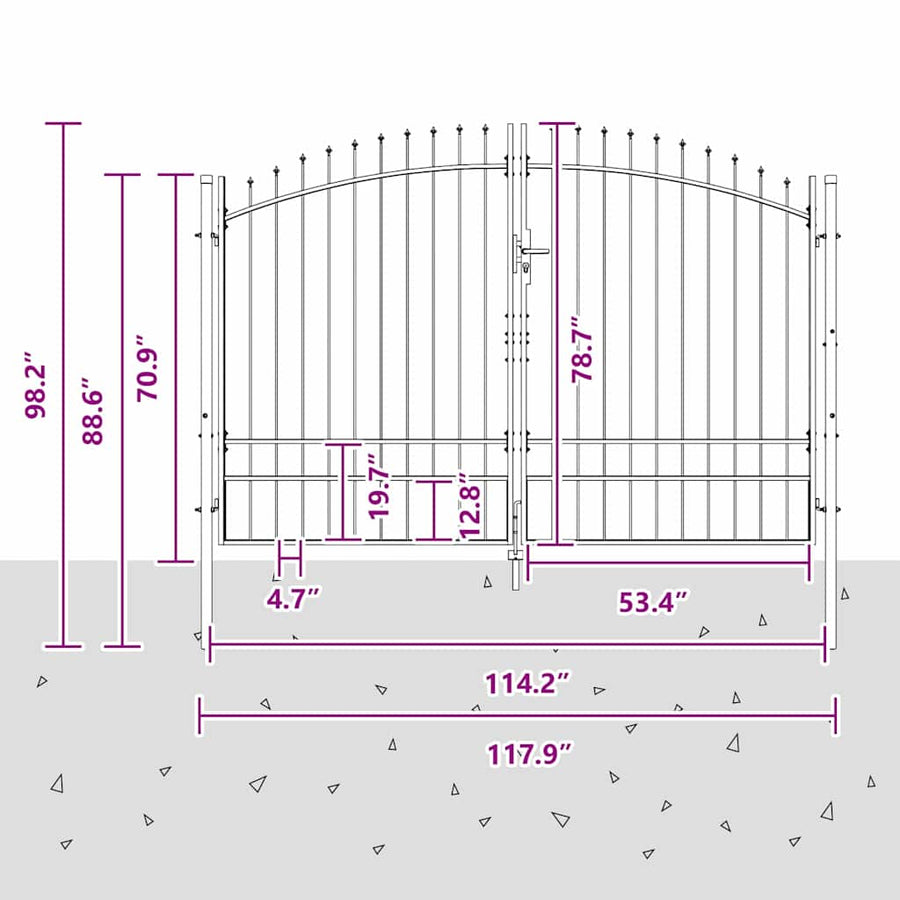 Dubbele Poort met slot Woerden Grijs 299,5 x 249,5 cm Staal