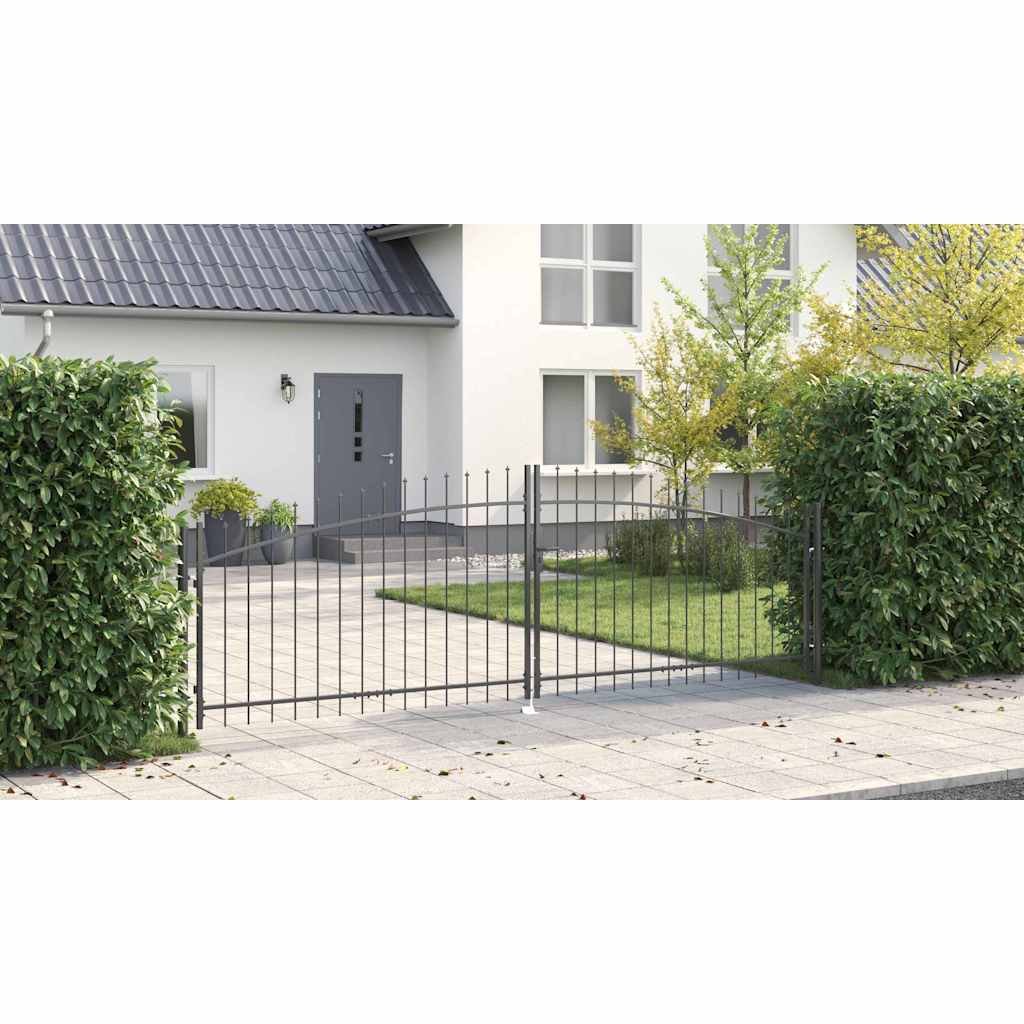 Dubbele Poort met slot Grijs 400 x 199.5 cm Staal