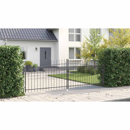 Dubbele Poort met slot Grijs 400 x 199.5 cm Staal