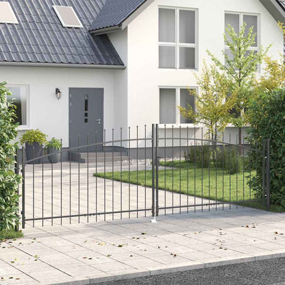 Dubbele Poort met slot Grijs 400 x 199.5 cm Staal