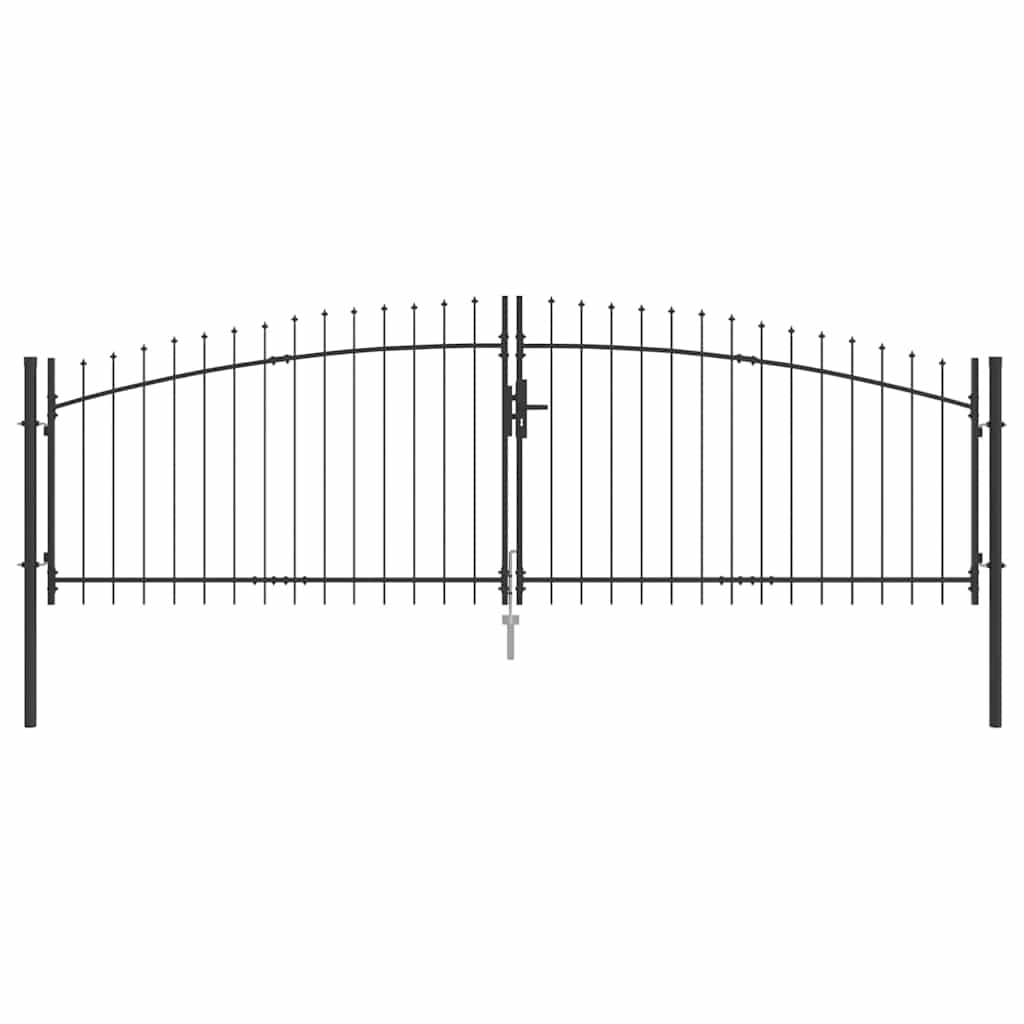 Dubbele Poort met slot Grijs 400 x 199.5 cm Staal