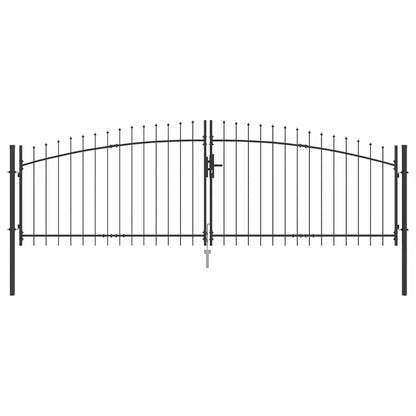 Dubbele Poort met slot Grijs 400 x 199.5 cm Staal