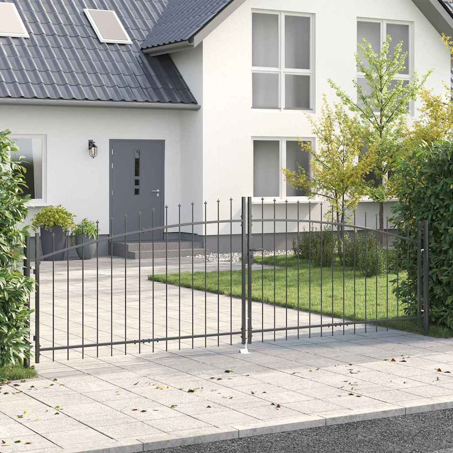 Dubbele Poort met slot Grijs 400 x 199.5 cm Staal