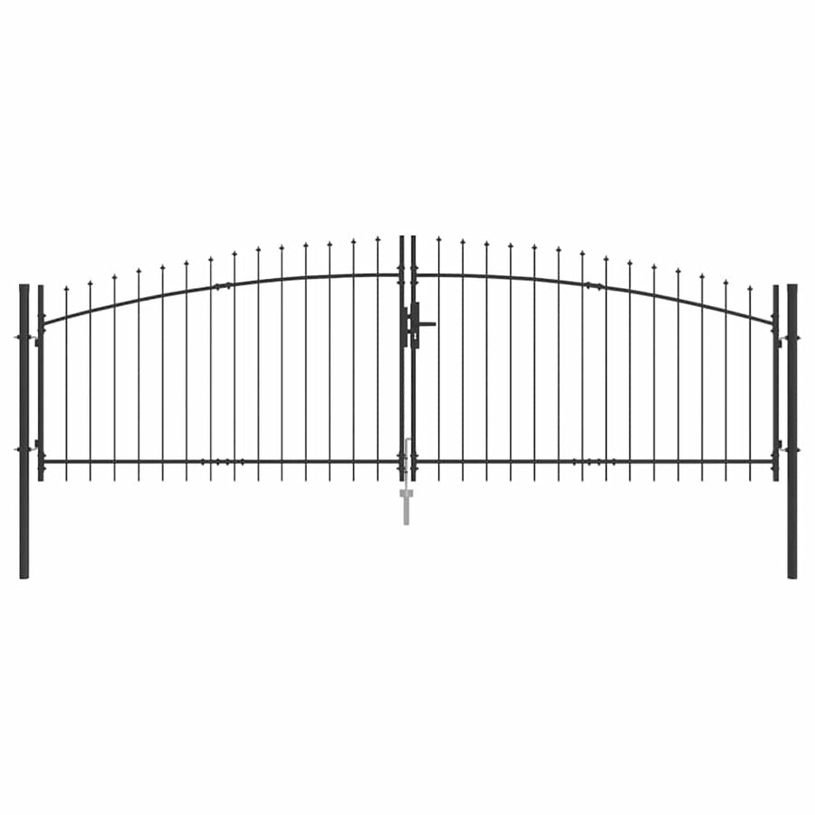 Dubbele Poort met slot Grijs 400 x 199.5 cm Staal