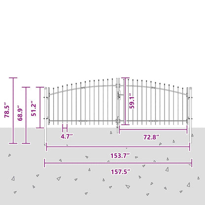 Dubbele Poort met slot Woerden Grijs 400 x 199.5 cm Staal