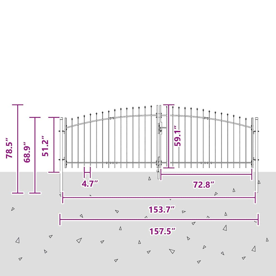 Dubbele Poort met slot Woerden Grijs 400 x 199.5 cm Staal