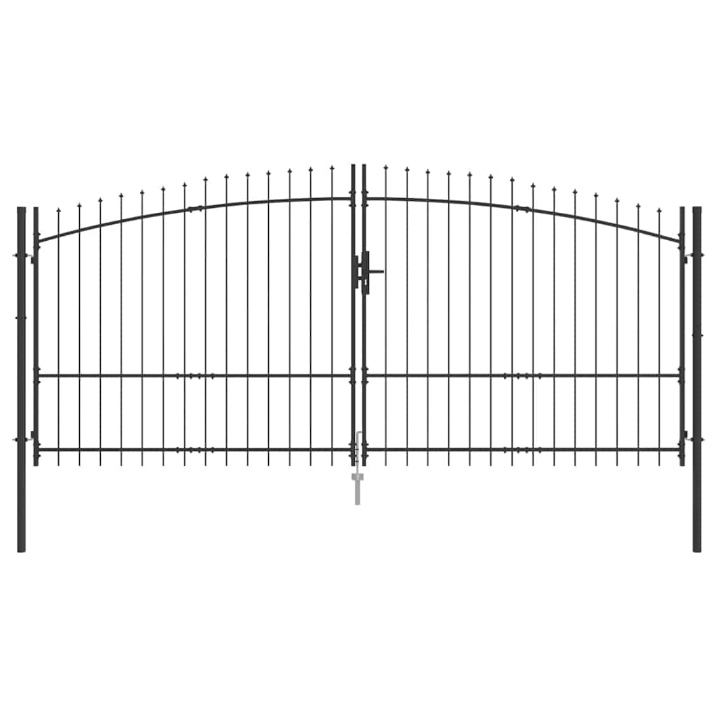 Dubbele Poort met slot Grijs 400 x 199.5 cm Staal