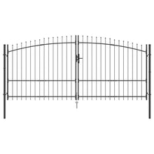 Dubbele Poort met slot Grijs 400 x 199.5 cm Staal
