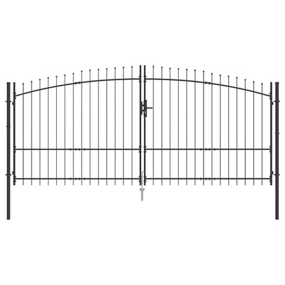 Dubbele Poort met slot Grijs 400 x 199.5 cm Staal