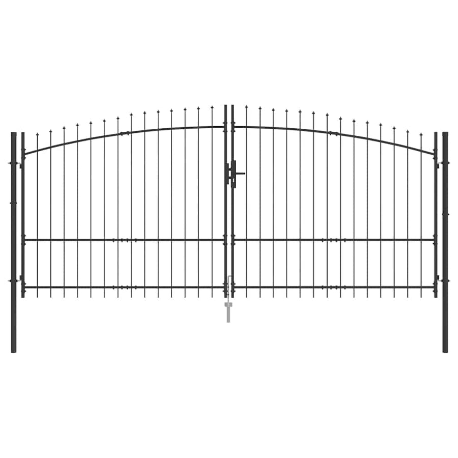 Dubbele Poort met slot Grijs 400 x 199.5 cm Staal