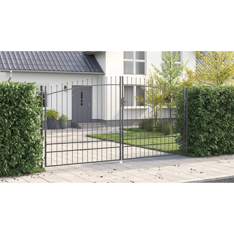 Dubbele Poort met slot Grijs 400 x 199.5 cm Staal