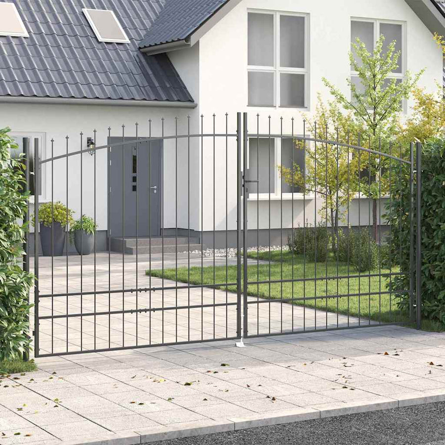 Dubbele Poort met slot Grijs 400 x 199.5 cm Staal