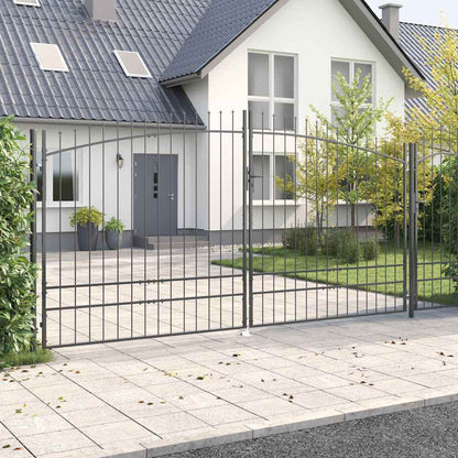 Dubbele Poort met slot Grijs 400 x 199.5 cm Staal