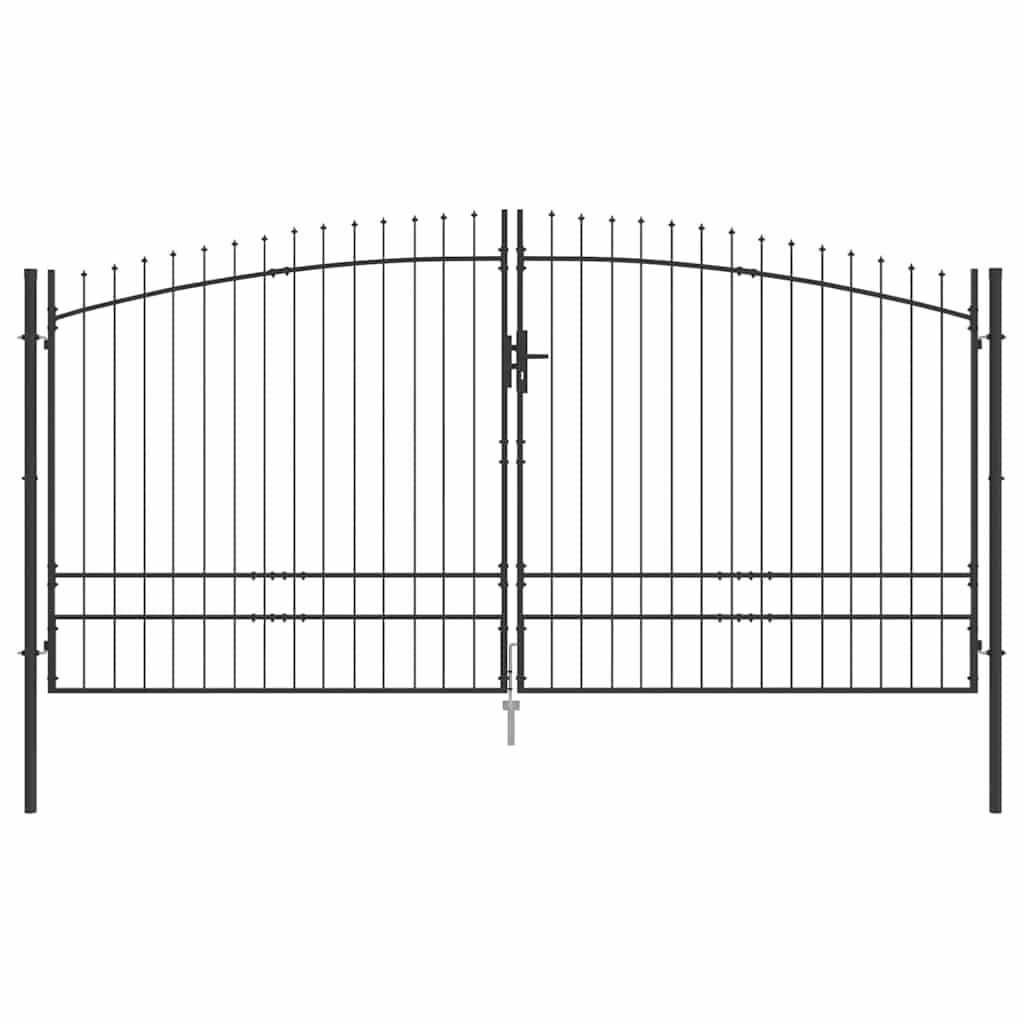 Dubbele Poort met slot Grijs 400 x 199.5 cm Staal