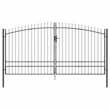 Dubbele Poort met slot Grijs 400 x 199.5 cm Staal