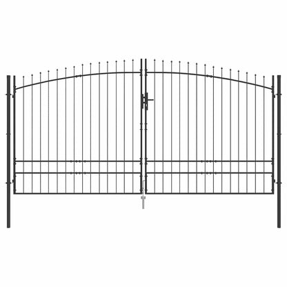 Dubbele Poort met slot Grijs 400 x 199.5 cm Staal
