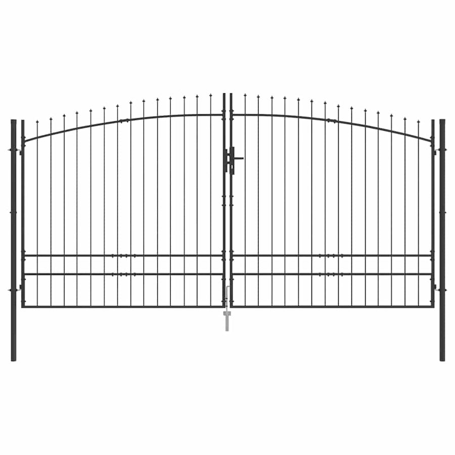 Dubbele Poort met slot Grijs 400 x 199.5 cm Staal