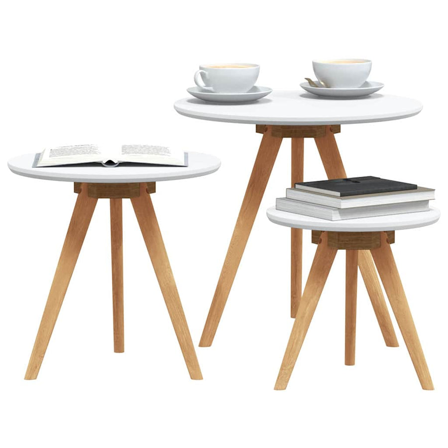 Salontafel 3 pcs Bruin Massief Notenhout