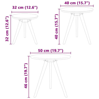 Salontafel 3 pcs Bruin Massief Notenhout