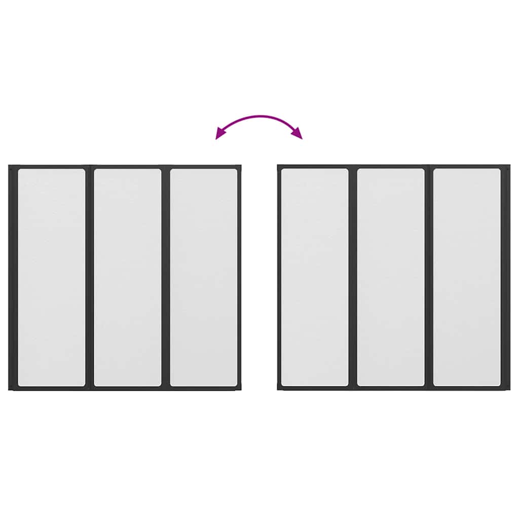 Douchescherm Zwart 120 x 2 x 117 cm Aluminium