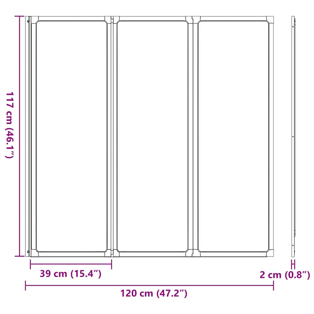 Douchescherm Zwart 120 x 2 x 117 cm Aluminium