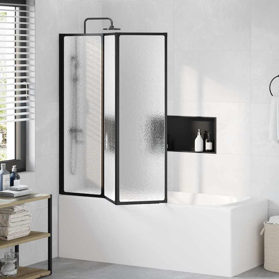 Douchescherm Zwart 132 x 2 x 140 cm Aluminium
