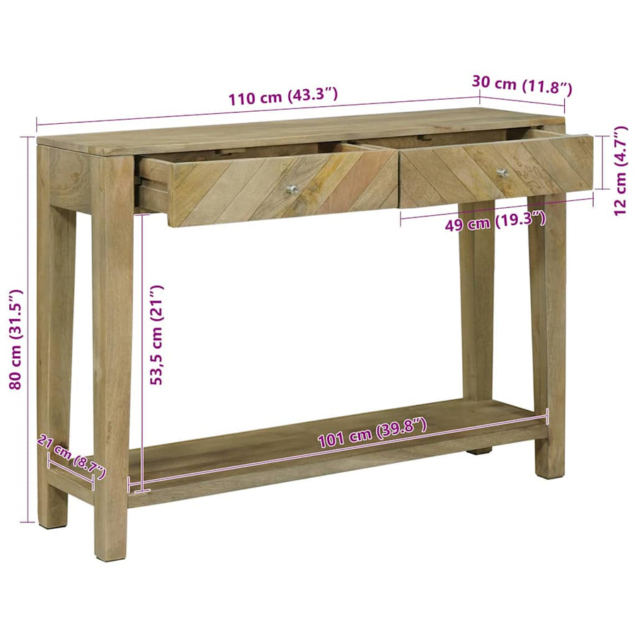 Wandtafel Natuurlijk grijs 110 x 30 x 80 cm Massief Mango Hout