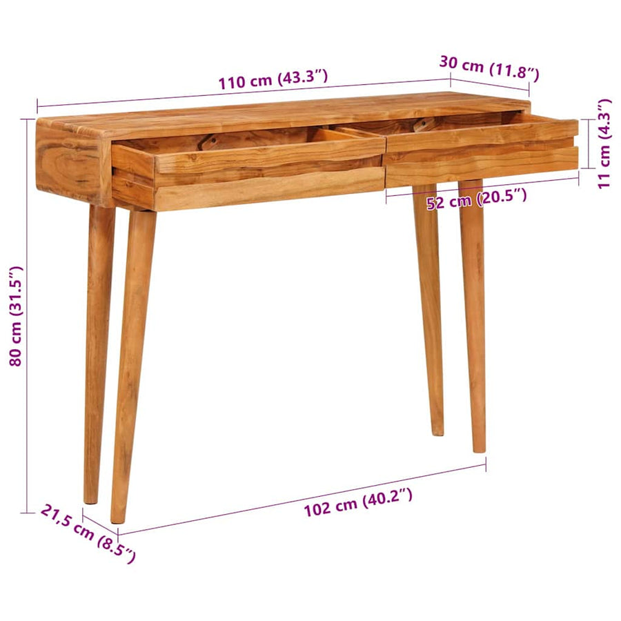 Wandtafel met lade Bruin 110 x 30 x 80 cm Massief Acaciahout