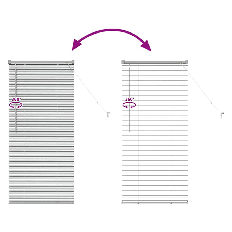 Raam Blind met gordijnen Zilver 80 x 130 cm Aluminium