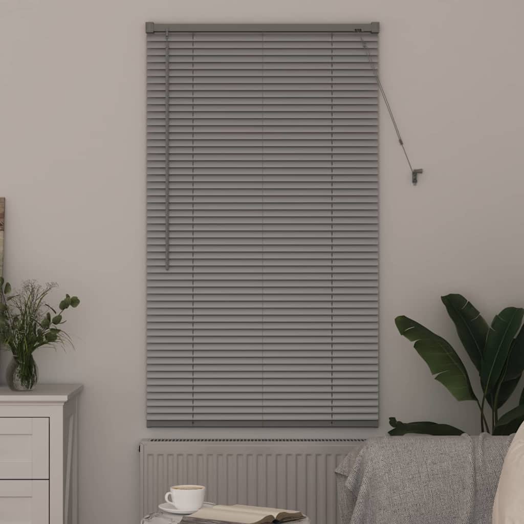 Raam Blind met gordijnen Zilver 80 x 130 cm Aluminium